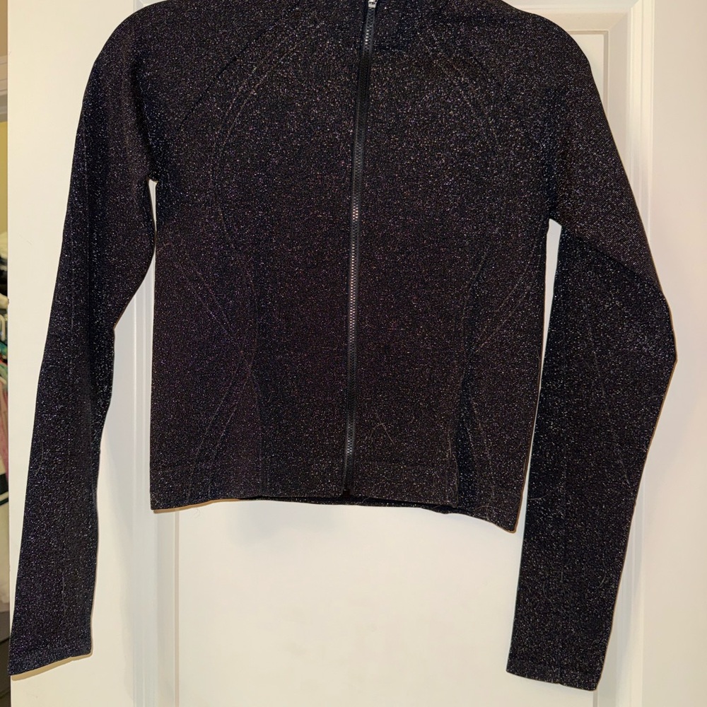 Fabletics Black Sparkle Bomber Jacket - image 5